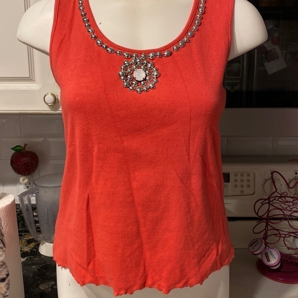 a womens Ruby Rd casual solid orange sleeveless stretch tank top PL - Picture 1 of 4